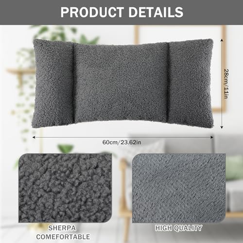 Queekay Fleece Lumbar Support Pillow 3 Section Back Pillow Office Chair for Back Support Comfortable Lumbar Cushion for Car Seat Pain Relief Sofa Rest(Dark Gray) - color: Dark Gray