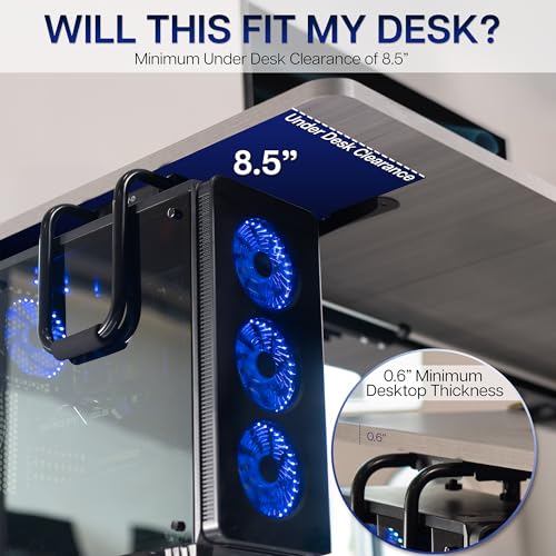 VIVO Heavy Duty Adjustable Under-Desk PC Mount, Home and Office Computer CPU Holder with Secure Locking, Supports up to 66 lbs, Black, MOUNT-PC04B - size: Large