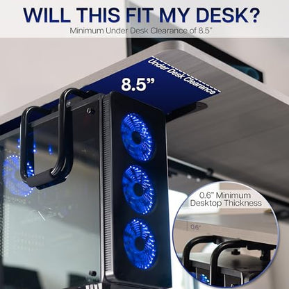 VIVO Heavy Duty Adjustable Under-Desk PC Mount, Home and Office Computer CPU Holder with Secure Locking, Supports up to 66 lbs, Black, MOUNT-PC04B - size: Large