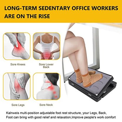 Adjustable Foot Rest Under Desk - Ergonomic Office Foot Stool with Massage, Leg Rest for Desk, Anti-Slip Design for Home & Work, Improves Posture (Gray) - color: Gray