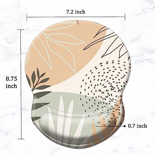 Ergonomic Mouse Pad with Support - Comfortable Wrist Rest, Non-Slip PU Base for Home Office, Studying, Gaming (Boho Leaves) - color: Boho Leaves