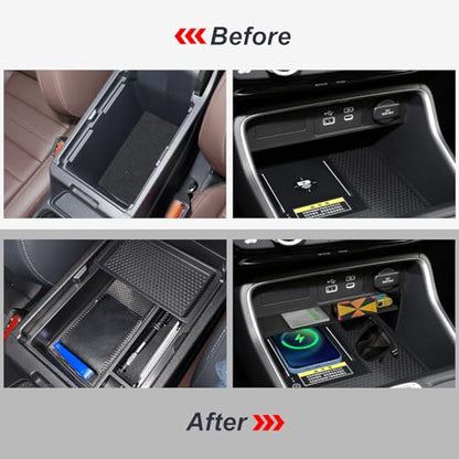 2PCS Center Console Organizer Tray and Armrest Storage Box Compatible with 2026 2025 2024 2023 Honda CRV Accessories Insert Secondary Storage Box with ABS Material - size: 2 Pcs Center Console Organizer