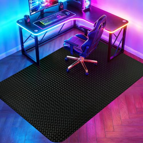 Vicwe Gaming Chair Mat for Hardwood Floor, 53"×46" Large Office Chair Mat, PVC Computer Chair Mats, Easy Glide, Floor Protector for Rolling Chair-Black - size: 53"x46" (for Hard Floors)