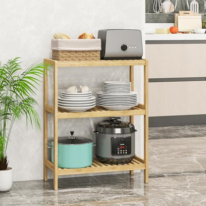 Bamboo Bathroom Shelf, Stand Utility Storage Shelf Multifunctional Bathroom Kitchen Living Room Holder Plant Flower Stand (3-Tier) - size: 3-Tier-1