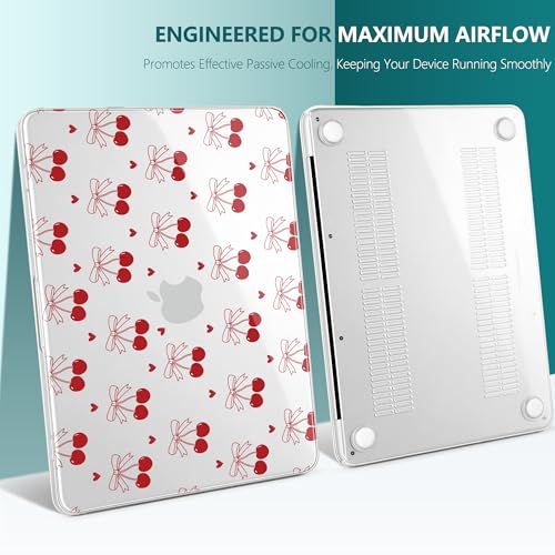 DONGKE Compatible with MacBook Neo 13 Inch Case 2026 A3404 A18 Pro chip & Touch ID, Plastic Hard Shell with Keyboard Cover, Screen Protector & Dust Plugs, Cherry & Heart - color: Cherry & Heart