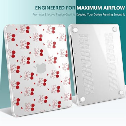 DONGKE Compatible with MacBook Neo 13 Inch Case 2026 A3404 A18 Pro chip & Touch ID, Plastic Hard Shell with Keyboard Cover, Screen Protector & Dust Plugs, Cherry & Heart - color: Cherry & Heart