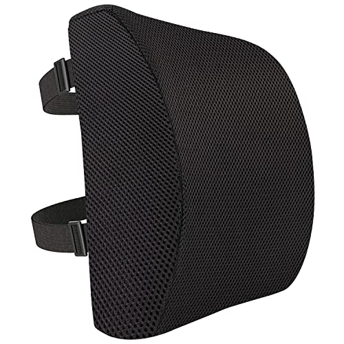 Amazon Basics Rectangular Memory Foam Back Support Cushion for Office Chairs, Non-Slip Base for Long Sitting, Black - size: Back Support Cushion, style: Memory Foam