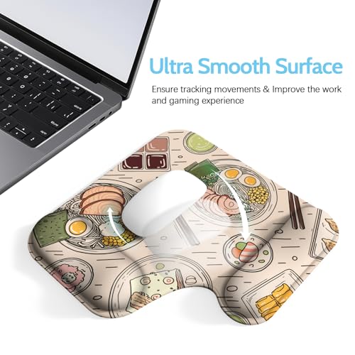 Ergonomic Mouse Pad with Gel Wrist Rest (1"& 1.2" Dual Height) - Mouse Pads Compact Mousepad Desk Mat Office, Gaming & Carpal Tunnel Relief | Non-Slip Rubber Base Japanese Ramen - color: Japanese Ramen