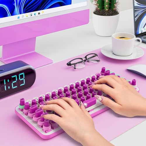 70PCS Keyboard Sticker for Long Nails, Self-Adhesive Raised Nail Art Typing Keycaps, Soft Long Nail Keyboard Stickers for Desktop PC Keys Cover, Heart-Shaped Keyboard Nail Bubbles for Women - Purple - color: 70pcs - Purple