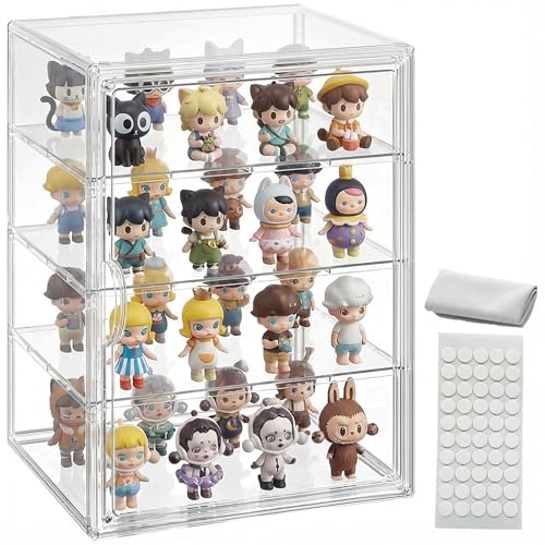 Clear Acrylic Display Case for Figures, 4 Layer Adjustable Acrylic Boxes for Display, Stackable Display Boxes for Collectibles, Action Figure Display Case for Shoe, Bread, Cosmetic, Handbag, 1 Pack - color: Single Pack, size: 14.2"
