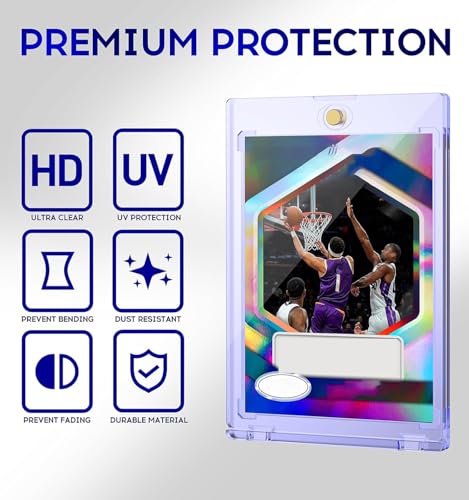 Basthalan 25ct Magnetic Card Holder, 35pt One Touch Card Holder, U-V Protectors Hard Plastic for Trading Cards, Magnet Case, Sports, Game, Football, Baseball Cards Holders - size: 25 PACK