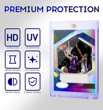100ct Magnetic Card Holder, 35pt One Touch Card Holder, U-V Protectors Hard Plastic for Trading Cards, Magnet Case, Sports, Game, Football, Baseball - size: 100 PACK
