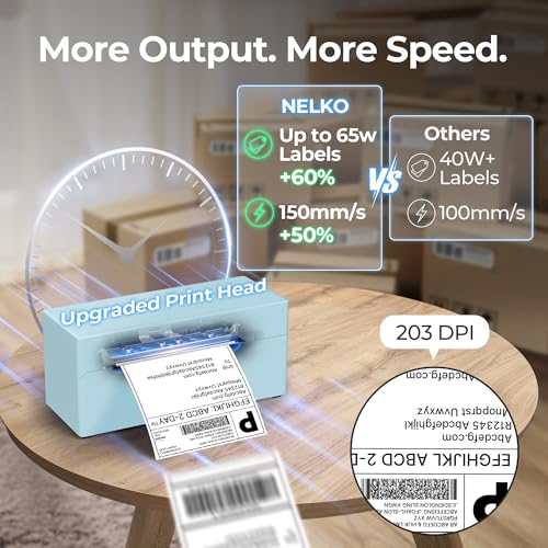 Nelko Bluetooth Thermal Shipping Label Printer, 4x6 Shipping Label Printer for Shipping Packages, Support Android, iPhone and Windows, Widely Used for Amazon, Shopify (Blue) - color: blue