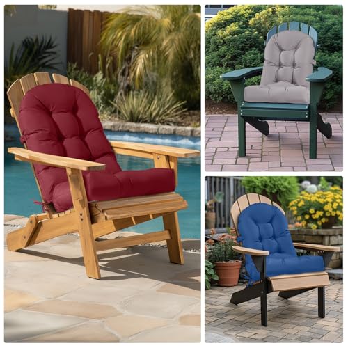 Adirondack Chair Cushion Waterproof Rocking Chair Cushion, Tufted High Back Patio Chair Cushions with Anti-Slip Ties for Rocking Chairs,Adirondack Chair,Patio Furniture (Burgundy) - color: Burgundy