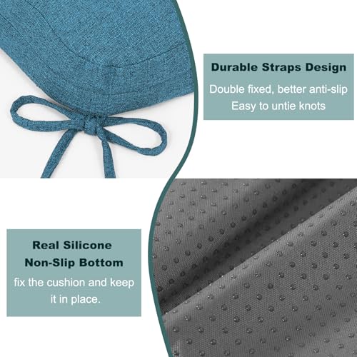 baibu Set of 6 Dining Chair Cushions, Dual-Layer Patent Design Memory Foam Kitchen Chair Cushions, Non-Slip Seat Pads with Ties, 16.5 x 16.5 x 3.5in, 6 Pack, Blue - color: Blue, size: 6 Count (Pack of 1)