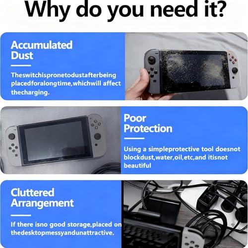 Transparent Dust Cover for Nintendo Switch 2/ Switch/Switch OLED Charging Dock - Anti-Scratch Waterproof Clear Protective Sleeve Display Guard