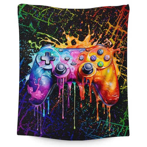 Kids Blanket - 40x30 Inches Small Lap Size Gaming Blanket for Boys, Girls - Cool Fuzzy Gifts Ideas for Game Lovers - Soft Warm Plush Gamer Flannel Stuff for Chairs, Office, Sofa - color: Color 1, size: 40"x30"