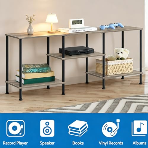 50 Inch TV Stand for Living Room Small Entertainment Center with Storage Shelves Farmhouse 3 Tier TV Console Table Bedroom TV Media Cabinet for 50 43 40 32 Inch, Grey - color: Grey