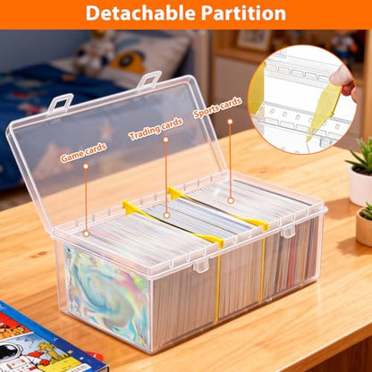 SAMYUCHO Trading Card Storage Box with 2 Dividers for 500 Sports Cards, Plastic Bulk Display Holder Collection Organizer Cases Container Fit for Baseball Football Playing Magic Cards 1 Pcs - size: 1 Pcs