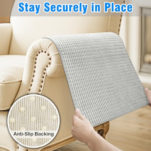 Couch Arm Covers, Sofa Arm Covers, Waterproof Armrest Cover for Sofa, Armchair, Loveseat, Headrest Cover, Non-Slip Recliner Arm Cover, Arm Chair Covers Set of 2 (Light Gray, 19"×19") - color: Light Gray, size: 19" x 19" - 2 pcs