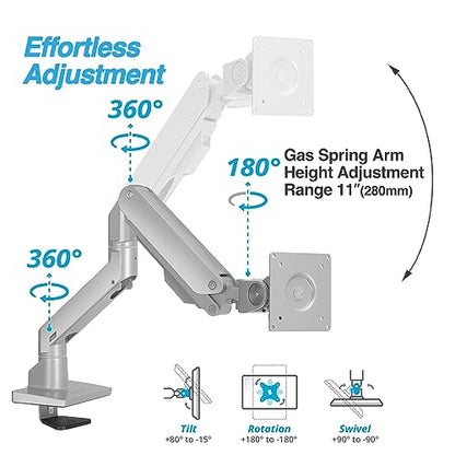 AVLT Single Monitor Arm Desk Mount, Gray | 34-57" Screens, Heavy Duty - color: Gray-34 to 57 Inch