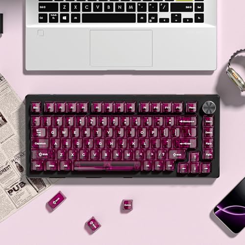 dagaladoo Clear keycaps,Transparent Keyboard keycaps,Jelly Key caps Set,Shine Through keycap，MDA Profile Keyboard caps for Mx Switches Mechanical Keyboard(Fuchsia) - color: Fuchsia