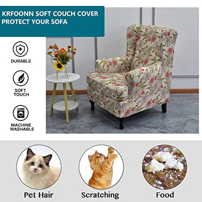 KRFOONN Wingback Chair Covers Slipcovers 2 Piece Stretch Wing Chair Covers Spandex Slipcovers Wingback Sofa Covers Armchair Covers Non-Slip Furniture Protector, 14 - color: 14