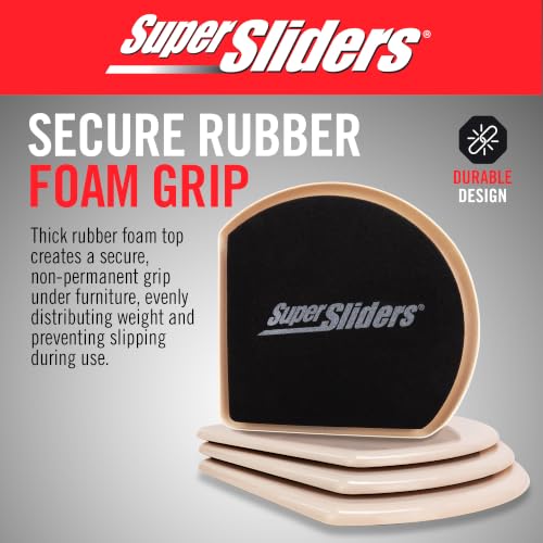 Super Sliders 7" Slide & Hide Corner Reusable Furniture Sliders for Carpet, Anti-Slip Protective Furniture Moving Pads for Beds, Sofas, Dressers, Set of 4, Beige - size: 7 Inch, style: For Carpet