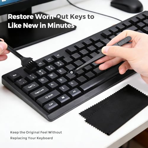 English Keyboard Stickers [5 in 1], Borderless Keyboard Letters Replacement Stickers English with Peel-Off Film (Leaves Only White Letters),Transfer Alphabet Sticker for Laptop Desktop Computer - color: White Letter