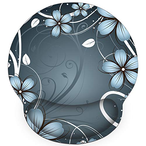 RICHEN Ergonomic Mouse Pad with Wrist Support,Non-Slip Rubber Base for Computer Laptop & Mac,Lightweight Rest for Home,Office & Travel (Blue Flowers) - color: Blue Flowers