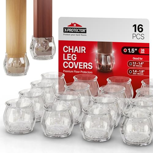 X-Protector Silicone Chair Leg Floor Protectors with Non-Slip Bottom - 16 PCS - Anti-Slip Chair Leg Covers - Non-Skid Furniture Leg Caps - Furniture Pads for 1.4-1.8" Round & 1.1-1.4" Square Legs! - size: 16 1.4" - 1.8"