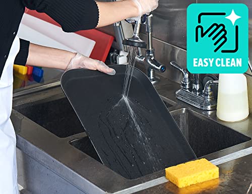 CURTA 2-Pack Restaurant Grade Non-Slip Tray, NSF, 18 Inch x 14 Inch, Plastic Rubber Lined Anti-Skid Rectangular Serving Tray, Black - color: Black-rectangular, size: 14 Inch x 18 Inch