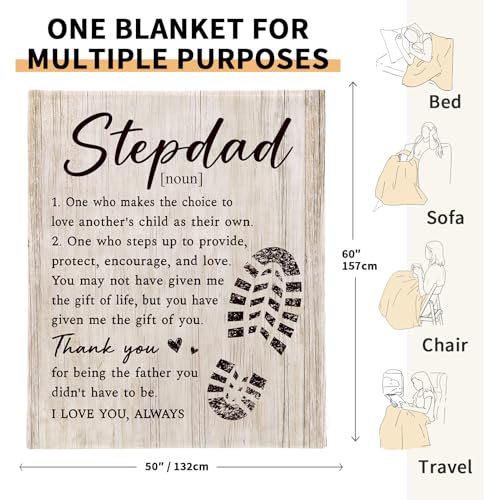 Step Dad Gifts, Soft Flannel Stepdad Blanket, Fathers Day Christmas Birthday Gifts for Stepdad Bonus Dad Step Father Present - 50’’ x 60’’ - color: Step Dad