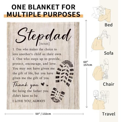 Step Dad Gifts, Soft Flannel Stepdad Blanket, Fathers Day Christmas Birthday Gifts for Stepdad Bonus Dad Step Father Present - 50’’ x 60’’ - color: Step Dad