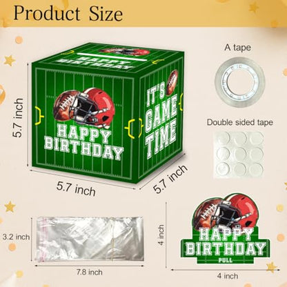 ChillHui Football Birthday Money Gift Boxes for Cash, Sports Football Birthday Money Pull Box for Boys Girls - color: Green Football