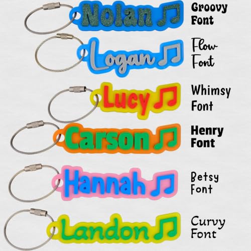 SuperFineDeesigns Bag and Water Bottle Name Tag with Cable – Custom Durable 3D Printed Name Tag Backpack & Sports Bottles - style: Music