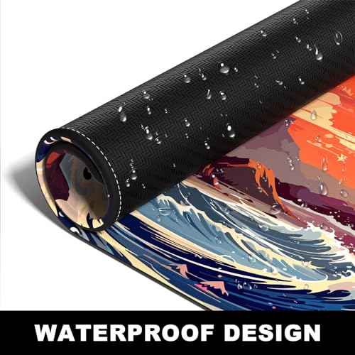 BOSOBO Large Desk Mat, Extended Gaming & Office Home Mat, Long Keyboard Mat, Desktop Full Cover 31.5 x 11.8 Inches, Anime Japan Kanagawa Wave - color: Anime Japan Kanagawa Wave, size: XL - 31.5 x 11.8 Inches