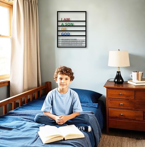Metal Teen Boy Room Wall Decor I Am a Son of God Wall Art Sign for Boys Bedroom Playroom Living Room Bathroom Motivational Sculptures (Colorful) - color: Colorful, size: 13.2"L x 10.6"W