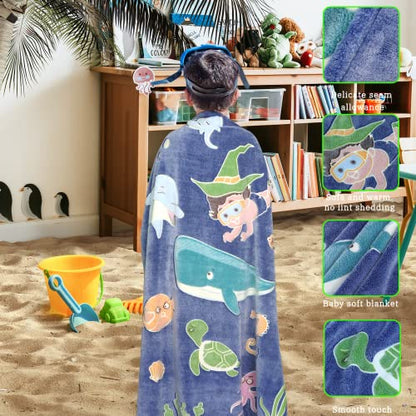 Gitrat Fleece Blanket Throw Blue Toddler Boy Blankets Soft Plush Throw Blankets for Kids 50"x60" - color: Blue Ocean, size: Throw Size 50" x 60"(130 x 150 cm)