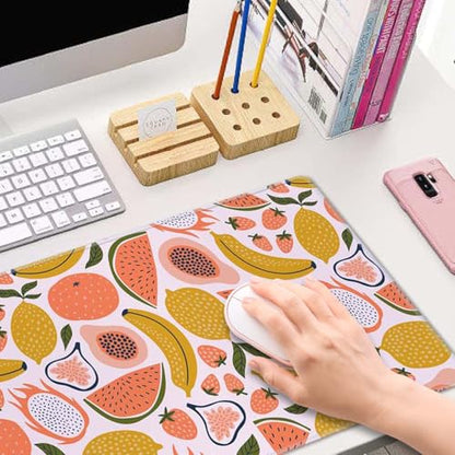 Fruit Desk Mat Yello Pink XL Mouse Pad Large Full Desk Mousepad Gaming Extended Keyboard Mouse Mat Desk Pad for Computer Laptop 31.5''X11.8'' Non-Slip Rubber Base with Stitched Edges - color: Fruit
