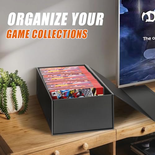Video Game Holder, Game Disc Storage Box Compatible with Nintendo Switch Game Holder, Organize up to 28 Cases - Black 1 Pack