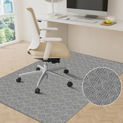 KMAT Office Chair Mat, 45x53in Heavy Duty Hardwood/Tile Floor Protector, Floor Mat Computer Desk Mat for Rolling Chairs, Work, Study, Office, Grey - color: Grey, size: 45"x53"