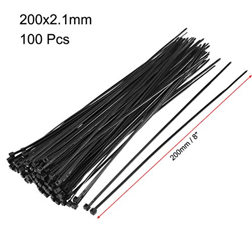 uxcell Nylon Cable Ties 8 Inch Self-Locking Zip Ties 0.08 Inch Width Black 100pcs - color: Black, size: 8x0.08Inch
