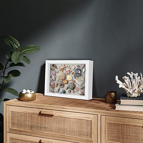 Americanflat 8.5x11 Shadow Box Frame with Shatter-Resistant Glass - Silhouette Collection - Large Shadow Box Display Case for Tabletop and Wall Display - White with Soft Felt Back - color: White, size: 8.5x11