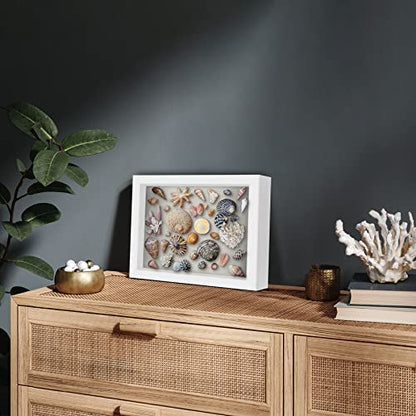 Americanflat 8.5x11 Shadow Box Frame with Shatter-Resistant Glass - Silhouette Collection - Large Shadow Box Display Case for Tabletop and Wall Display - White with Soft Felt Back - color: White, size: 8.5x11