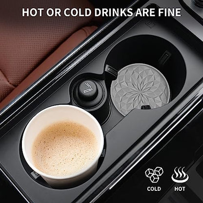 ME.FAN Car Cup Coaster [4 Pack] Silicone Car Coasters/Cup Mats - 2.75In Universal Non-Slip Recessed Car Interior Accessories - Car Cup Holder Insert Coasters Light Grey - color: 4 Pack-light Grey