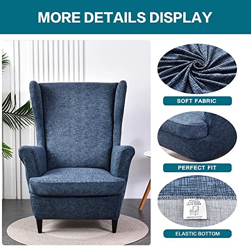 KRFOONN Wingback Chair Covers Slipcovers 2 Piece Stretch Wing Chair Covers Spandex Slipcovers Wingback Sofa Covers Armchair Covers Non-Slip Furniture Protector, 04 - color: 04