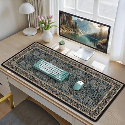 iCasso Desk Cover Mat, Office Mouse Pad, Desk Protector Mat, Extra Large Matt for Desktop,Anti-Slip XXL Big Mousepad with Stitched Edges for Computer Keyboard Retro Black - color: A-retro Black