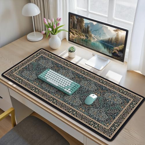 iCasso Desk Cover Mat, Office Mouse Pad, Desk Protector Mat, Extra Large Matt for Desktop,Anti-Slip XXL Big Mousepad with Stitched Edges for Computer Keyboard Retro Black - color: A-retro Black