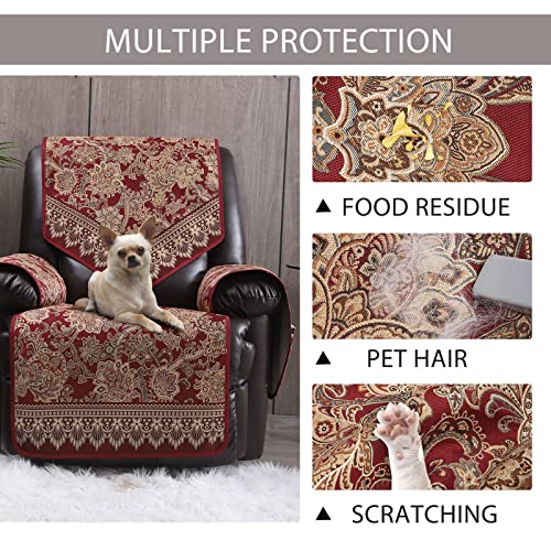 Recliner Chair Covers Non Slip Waterproof Large Recliner Covers for Leather Recliner,Electric Reclining Chair Covers for Living Room Dog Sofa Furniture Protective Cover Red - color: Red